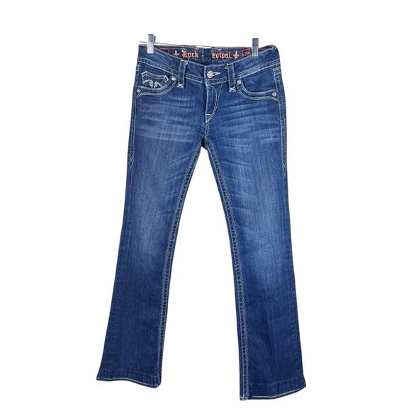 Rock Revival Y2K Bootcut Jeans Size 29 Embellished Medium Wash Boho 90s - Picture 2 of 12